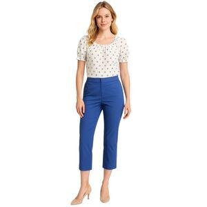 Ann Taylor Blue Cropped Pants Women’s Size 4 Cotton Stretch